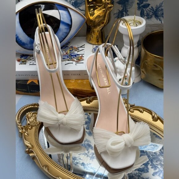 🆕 LOEFFLER RANDALL 🧿 NWOT Kimora White Pleated Bow Heel, Sz 6 - Picture 3 of 16